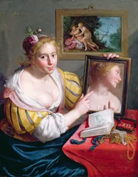 Mädchen mit Spiegel, eine Allegorie der profanen Liebe, 1627